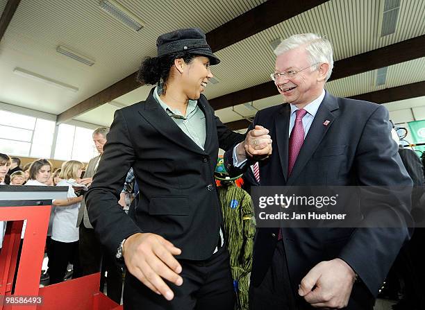 President of the Organising Committee Germany of the FIFA Women's World Cup 2011 Steffi Jones and Roland Koch, Prime Minister of Hesse visit the...