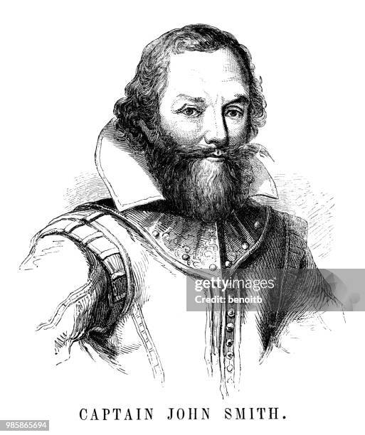 captain john smith - explorer portrait stock illustrations