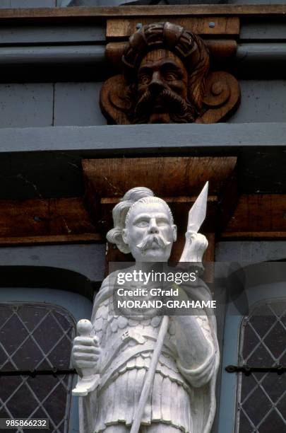 Détail de la poupe du navire 'Le Batavia' à Lelystad aux Pays-Bas.