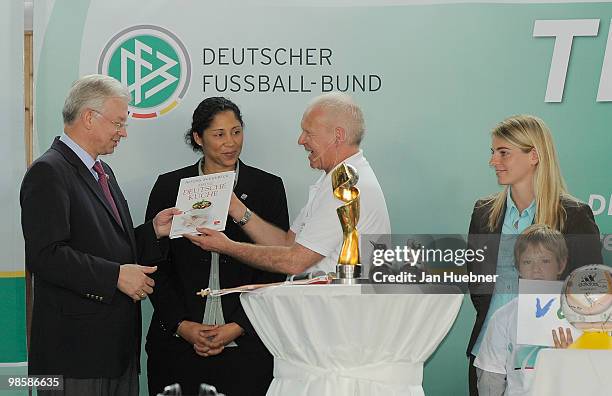 Roland Koch, Prime Minister of Hesse, President of the Organising Committee Germany of the FIFA Women's World Cup 2011 Steffi Jones, moderator...