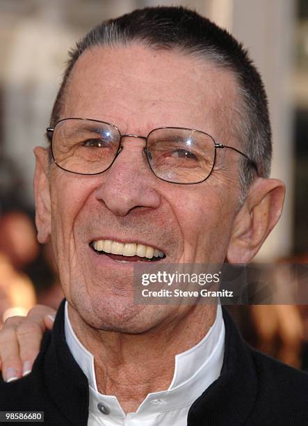 Leonard Nimoy arrives at the Los Angeles premiere of "Star Trek" at the Grauman's Chinese Theater on April 30, 2009 in Hollywood, California.