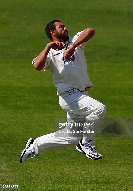 Notts bowler Andre Adams in action during day one of the LV County Championship Division one match between Nottinghamshire and Somerset at Trent...