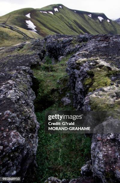 Faille éruptive dans la région de Landmannalaugar, Islande.