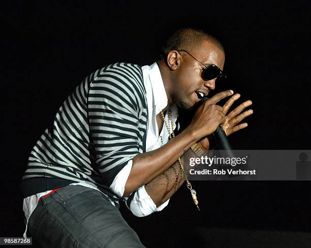 Kanye West performs live on stage at the North Sea Jazz Festival in Ahoy, Rotterdam, Netherlands on July 16 2006