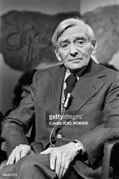 Vladimir Jankélévitch pictured on January 18, 1980 prior a TV talk show ''Apostrophes'', Channel II, Paris. Jankélévitch was a French philosopher and...