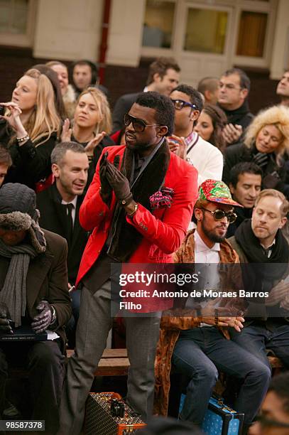 Kanye West attends the Lanvin fashion show during Paris Fashion Week Menswear Autumn/Winter 2009 on January 25, 2009 in Paris, France.