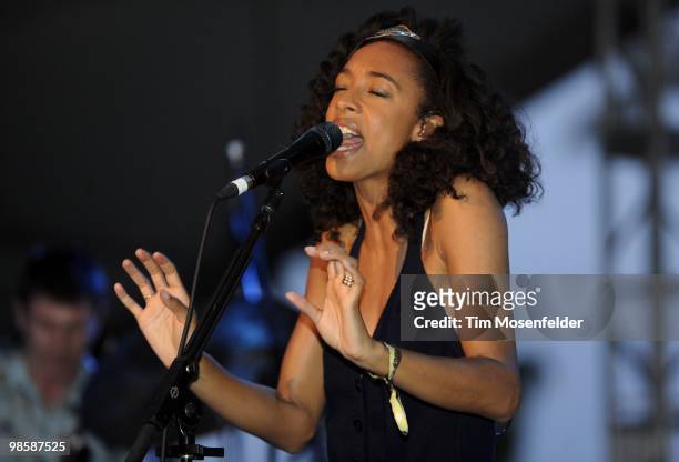 Corrine Bailey Rae performs as part of the Coachella Valley Music and Arts Festival at the Empire Polo Fields on April 17, 2010 in Indio, California.