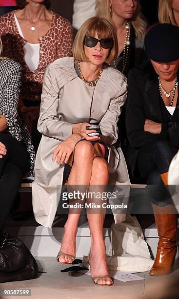 Editor-in-chief of Vogue Magazine Anna Wintour attends Adam Spring 2010 during Mercedes-Benz Fashion Week at Milk Studios on September 12, 2009 in...