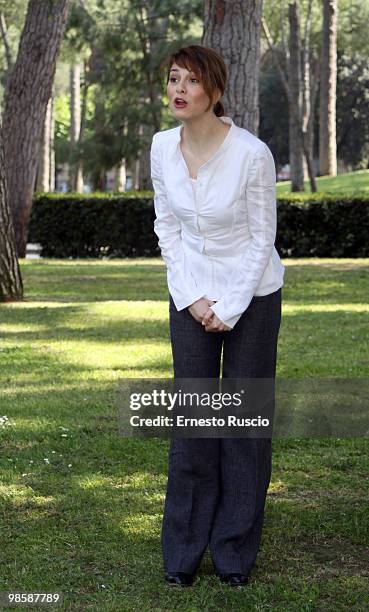 Paola Cortellesi attends the 'La Fisica Dell' Acqua' photocall at La Casa Del Cinema on April 21, 2010 in Rome, Italy.