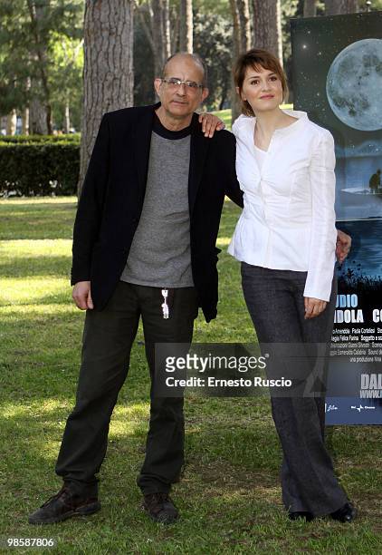 Director Felice Farina and Paola Cortellesi attend the 'La Fisica Dell' Acqua' photocall at La Casa Del Cinema on April 21, 2010 in Rome, Italy.