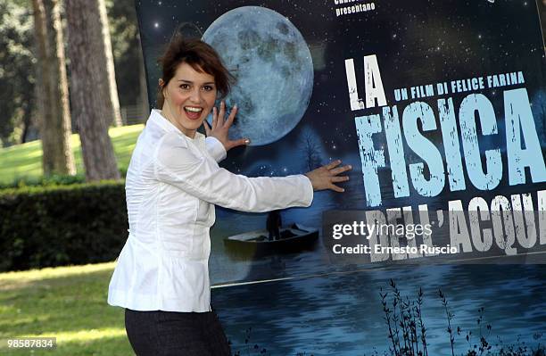 Paola Cortellesi attends the 'La Fisica Dell' Acqua' photocall at La Casa Del Cinema on April 21, 2010 in Rome, Italy.