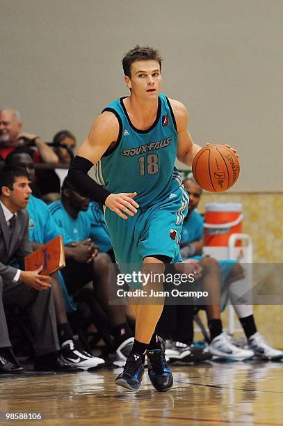 Kirk Penney of the Sioux Falls Skyforce dribbles against the Bakersfield Jam during the D-League game on April 2, 2010 at Bakersfield Rabobank Arena...