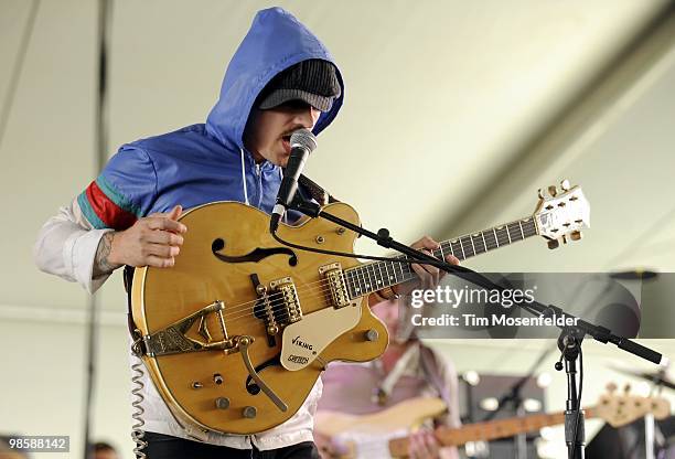 John Baldwin Gourley of Portugal. The Man performs as part of the Coachella Valley Music and Arts Festival at the Empire Polo Fields on April 17,...