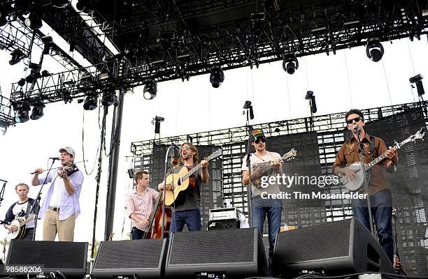 Ketch Secor, Gill Landry, Morgan Jahnig, Willie Watson, and Kevin Hayes of Old Crow Medicine Show performs as part of the Coachella Valley Music and...