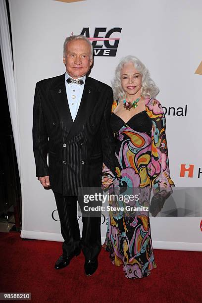 Astronaut Buzz Aldrin and Lois Aldrin arrive at the 52nd Annual GRAMMY Awards - Salute To Icons Honoring Doug Morris held at The Beverly Hilton Hotel...