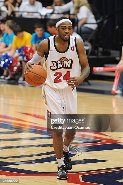 Jeremy Wise of the Bakersfield Jam dribbles against the Sioux Falls Skyforce during the D-League game on April 2, 2010 at Bakersfield Rabobank Arena...