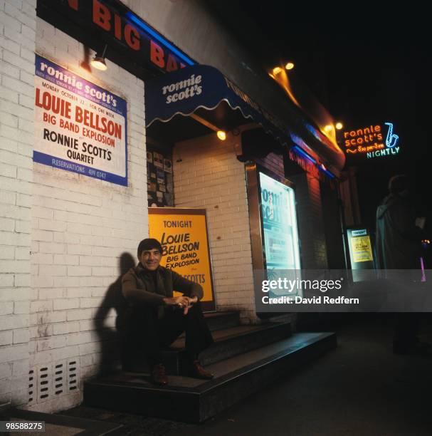 American jazz drummer Louie Bellson outside Ronnie Scott's in London, England in October 1979.