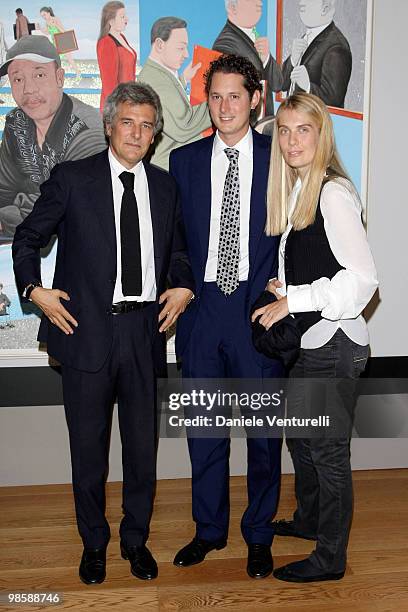 Alain Elkann, John Elkann and Lavinia Borromeo attend the 'Why Africa?' exhibition opening At the Pinacoteca Giovanni E Marella Agnelli on October 5,...