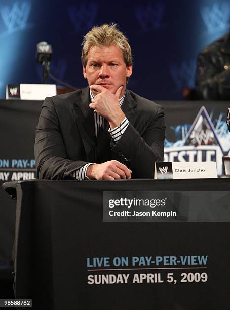 Wrestler Chris Jericho attends the WrestleMania 25th anniversary press conference at the Hard Rock Caf� on March 31, 2009 in New York City.