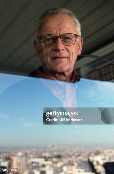 French Sociologist Alain Touraine poses during a portrait session in Paris, France.