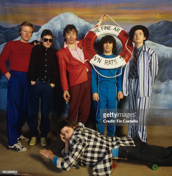 Simon Crowe, Gerry Cott, Garry Roberts, Pete Briquette, Johnnie Fingers and Bob Geldof of the Boomtown Rats in October 1979.