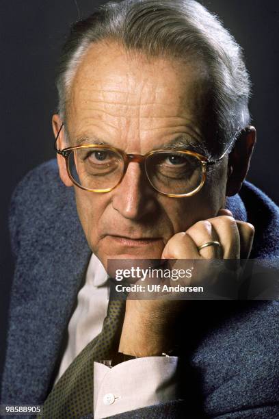 French Sociologist Alain Touraine poses during a portrait session in Paris, France.