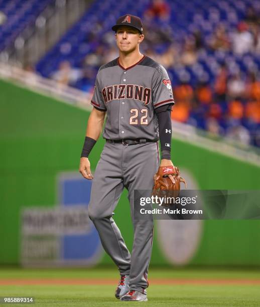 Jake Lamb of the Arizona Diamondbacks in action during the game against the Miami Marlins at Marlins Park on June 25, 2018 in Miami, Florida.