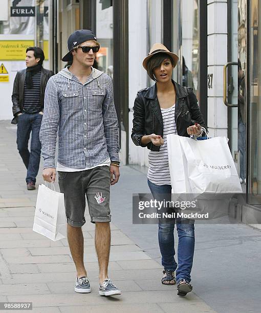 Dougie Poynter and Frankie Sandford sighted in London after recently reuniting on April 21, 2010 in London, England.