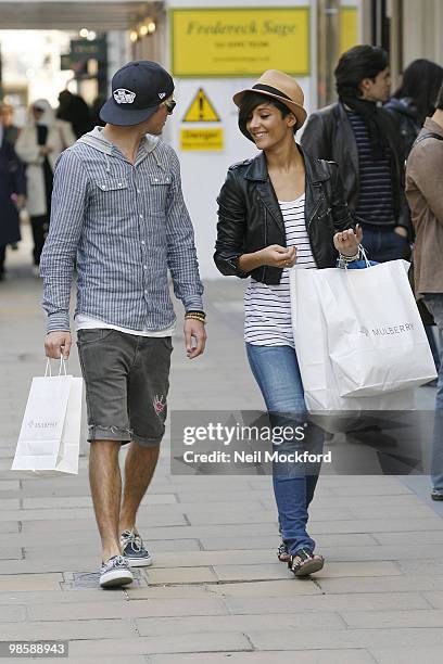 Dougie Poynter and Frankie Sandford sighted in London after recently reuniting on April 21, 2010 in London, England.