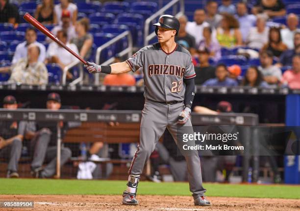 Jake Lamb of the Arizona Diamondbacks in action during the game against the Miami Marlins at Marlins Park on June 25, 2018 in Miami, Florida.