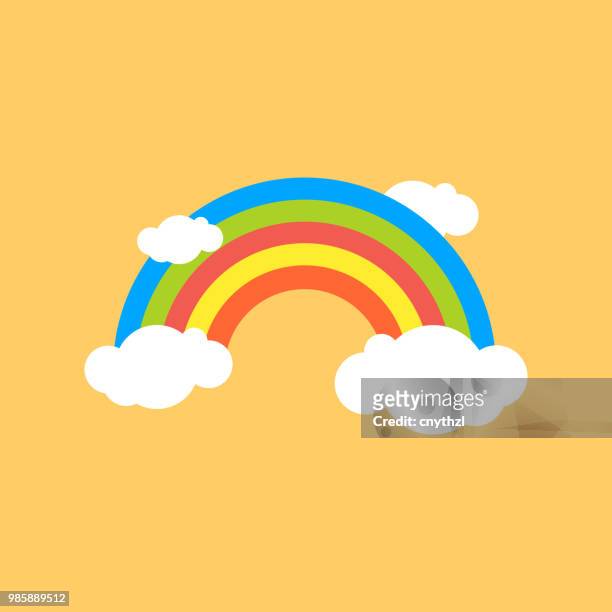 rainbow flat icon - rainbow clouds stock illustrations