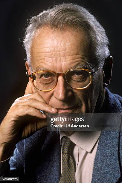 French Sociologist Alain Touraine poses during a portrait session in Paris, France.