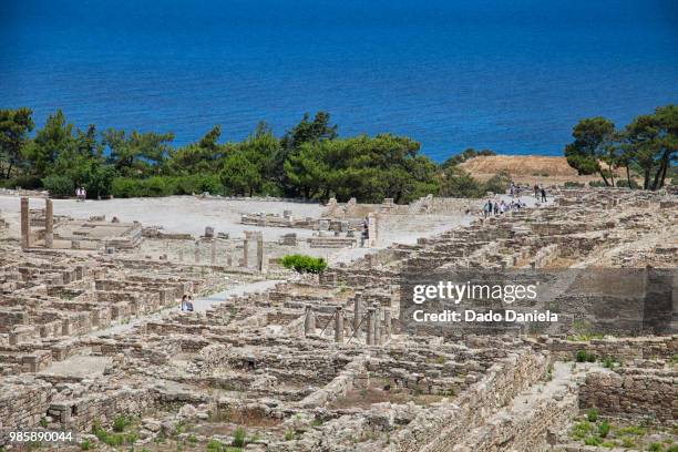 acropolis - ancient thira stock pictures, royalty-free photos & images