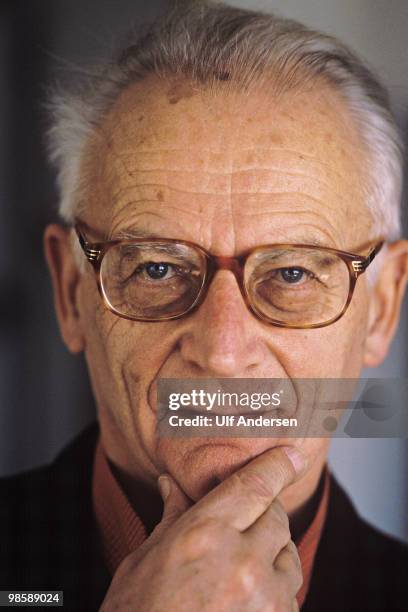 French Sociologist Alain Touraine poses during a portrait session in Paris, France.