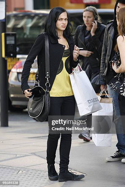 Leigh Lezark Sighted shopping at Diesel on New Bond Street on April 21, 2010 in London, England.