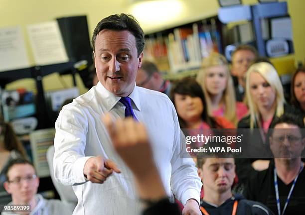 Conservative leader David Cameron speaks to students at Cornwall College Saltash on April 21, 2010 in Saltash, United Kingdom. The General Election,...
