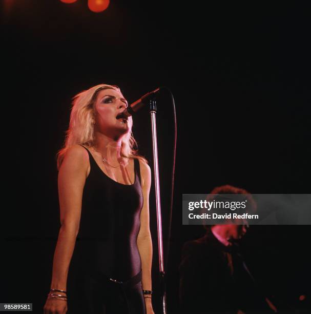 Singer Debbie Harry of Blondie performs on stage at the Hammersmith Odeon in London, England on September 16, 1978.