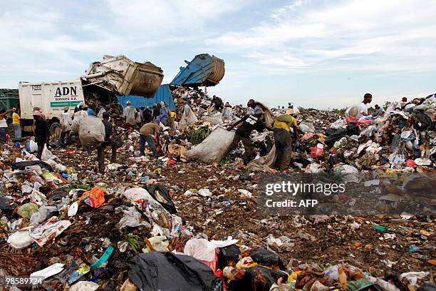 Rag pickers collect recyclable items at the Duquesa dump, in Santo Domingo, on April 21, 2010. It is estimated that some 1500 scavengers - 90 percent...