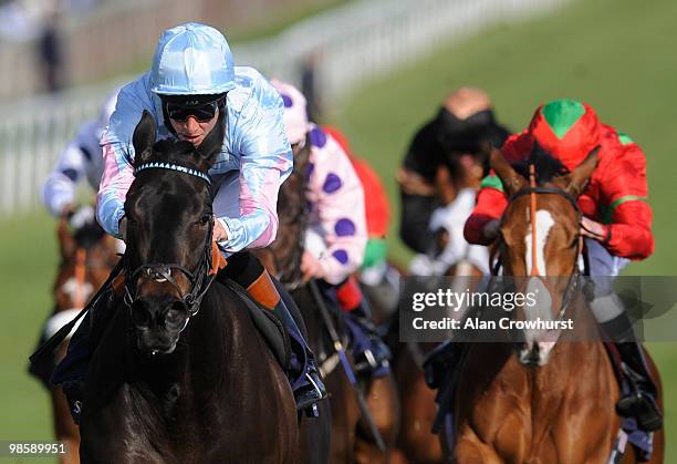 Kajima and Richard Hughes win The Investec Investment Banking and Securities Handicap at Epsom racecourse on April 21, 2010 in Epsom, England