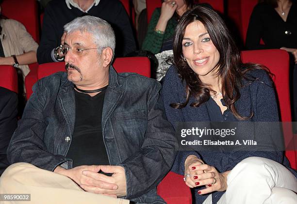 Italian singer Pino Daniele and wife Fabiola Sciabbarasi attend "Negli Occhi" screening at the Casa Del Cinema on April 21, 2010 in Rome, Italy....