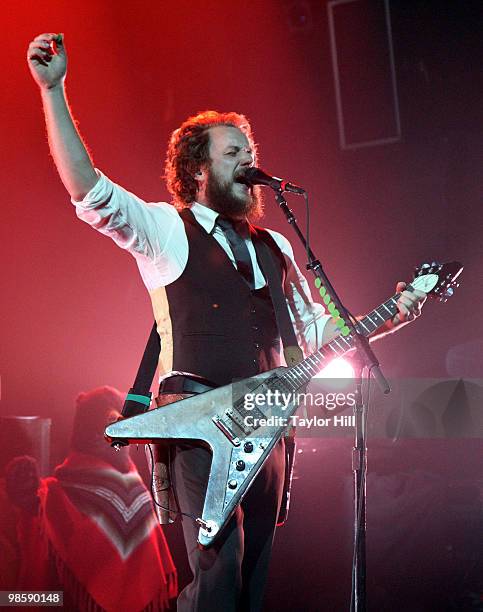 Jim James of My Morning Jacket performs at the Alabama Theatre for the Performing Arts on April 20, 2010 in Birmingham, Alabama.