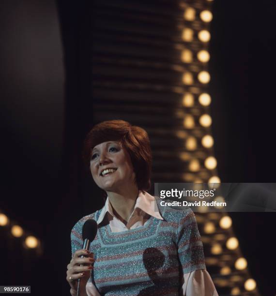Singer Cilla Black performs on a television show in 1972.