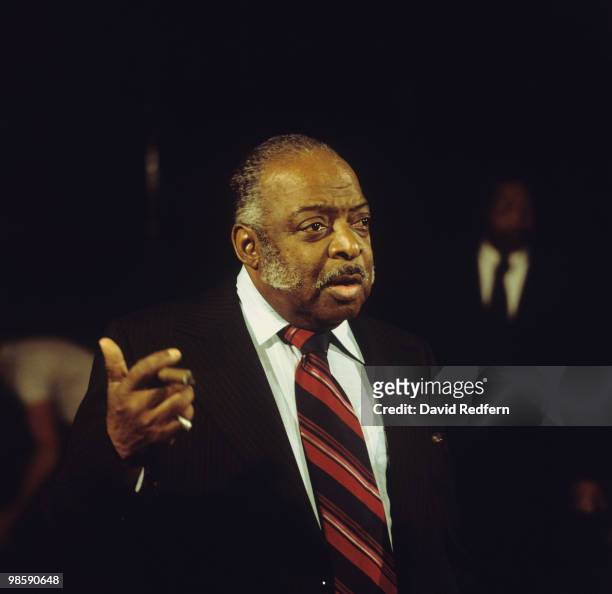 American jazz pianist and composer Count Basie appears on stage in Toronto, Canada in 1974.
