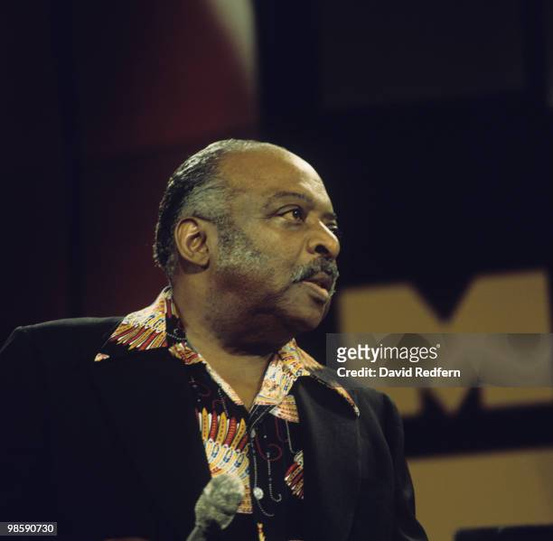American jazz pianist and composer Count Basie performs live on stage at the Montreux Jazz Festival in Montreux, Switzerland on 19th July 1975.