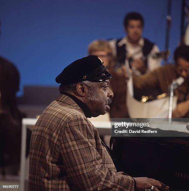 American jazz pianist and composer Count Basie appears on stage during the 'Duke Ellington...We Love You Madly' tribute show at The Shubert Theatre...