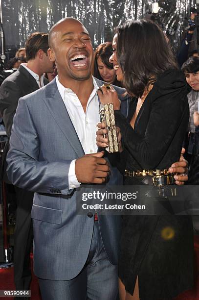 Actor Columbus Short and actress Zoe Saldana arrive at "The Losers" Premiere at Grauman�s Chinese Theatre on April 20, 2010 in Hollywood, California.