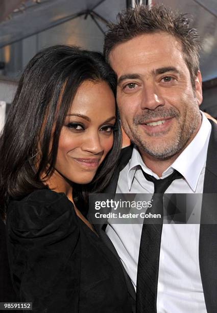 Actress Zoe Saldana and actor Jeffrey Dean Morgan arrive at "The Losers" Premiere at Grauman�s Chinese Theatre on April 20, 2010 in Hollywood,...