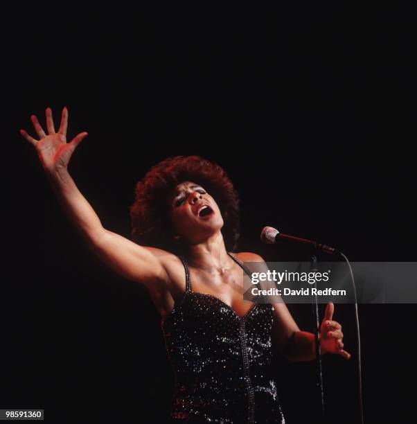 Welsh singer Shirley Bassey performs live on stage circa 1970.