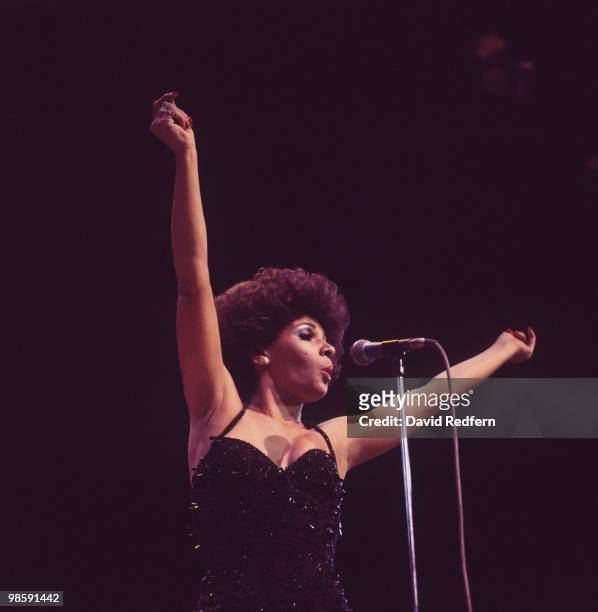 Welsh singer Shirley Bassey performs live on stage in 1978.