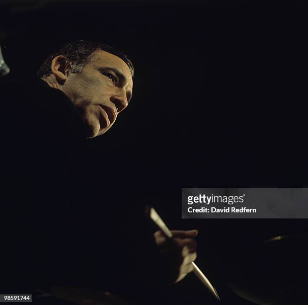 American jazz drummer Buddy Rich performs live on stage circa 1969.